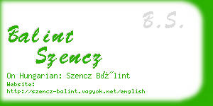 balint szencz business card